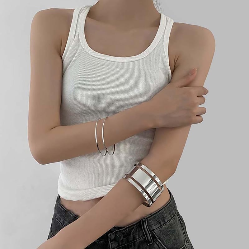 CIXVOEMK Gothic Leather Arm Band, Adjustable Upper Arm Strap with Metal Ring,Armlet Black - Image 4